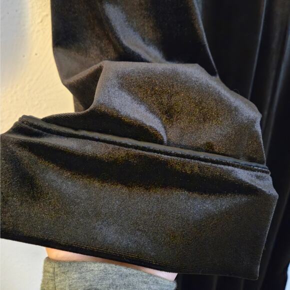 Lauren Ralph Lauren Black Velour Zip Front Lounge Dress Size 1X Velvet Midi - Picture 8 of 13